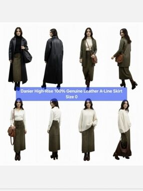Danier High-Rise 100% Genuine Leather A-Line Skirt Size 0
